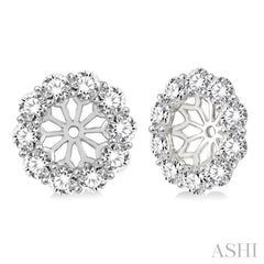 2 Ctw Round Cut Diamond Earrings Jacket in 14K White Gold