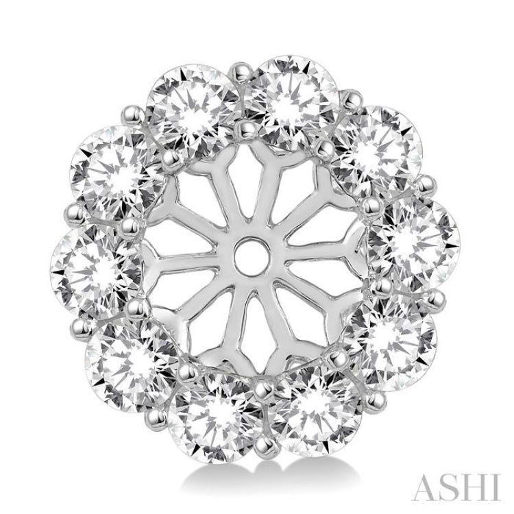 2 Ctw Round Cut Diamond Earrings Jacket in 14K White Gold