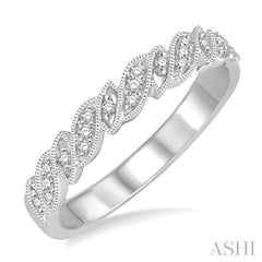 1/10 Ctw Slanted Conjoined Pods Round Cut Diamond Stack Band in 14K White Gold