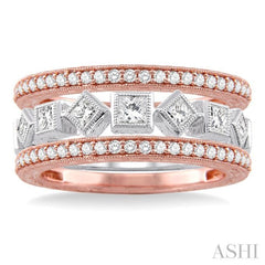 1 Ctw Diamond Stackable Band Set in 14K Rose and White Gold
