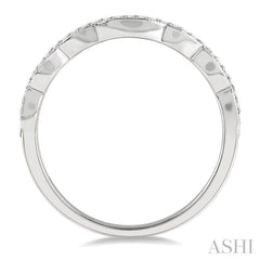 1/10 Ctw Curvy Round Cut Diamond Wedding Band in 14K White Gold