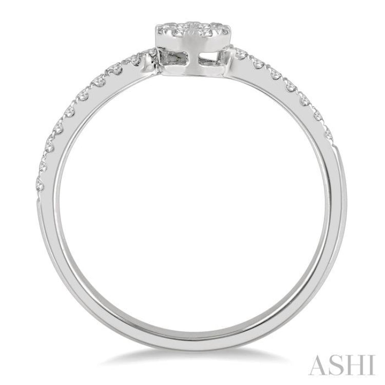 1/4 Ctw Open-End Circular Mount Lovebright Round Cut Diamond Ladies Ring in 14K White Gold
