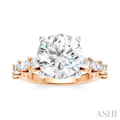 1 1/3 Ctw Round Shape Emerald and Round Cut Diamond Semi-Mount Engagement Ring in 14K Rose and White Gold