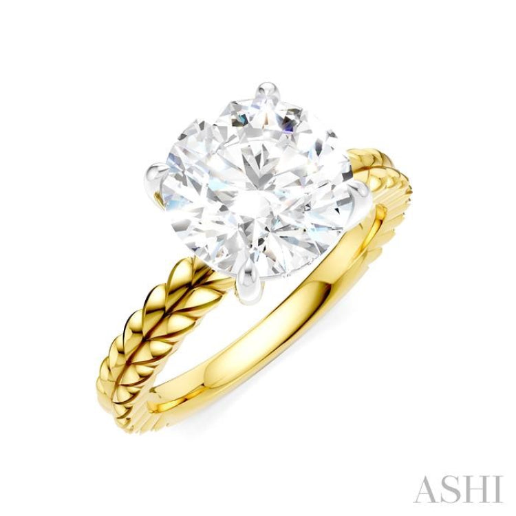 1/20 Ctw Circular Shape Round Cut Diamond Semi-Mount Engagement Ring in 14K Yellow and White Gold