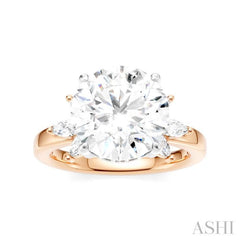 1/2 Ctw Akari Circular Shape Marquise and Round Cut Diamond Semi-Mount Engagement Ring in 14K Rose and White Gold