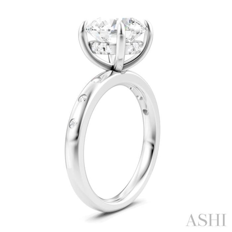 1/6 Ctw Round Shape Round Cut Diamond Semi-Mount Engagement Ring in 14K White Gold