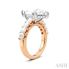 1 1/3 Ctw Marquise Shape Princess and Round Cut Diamond Semi-Mount Engagement Ring in 14K Rose and White Gold