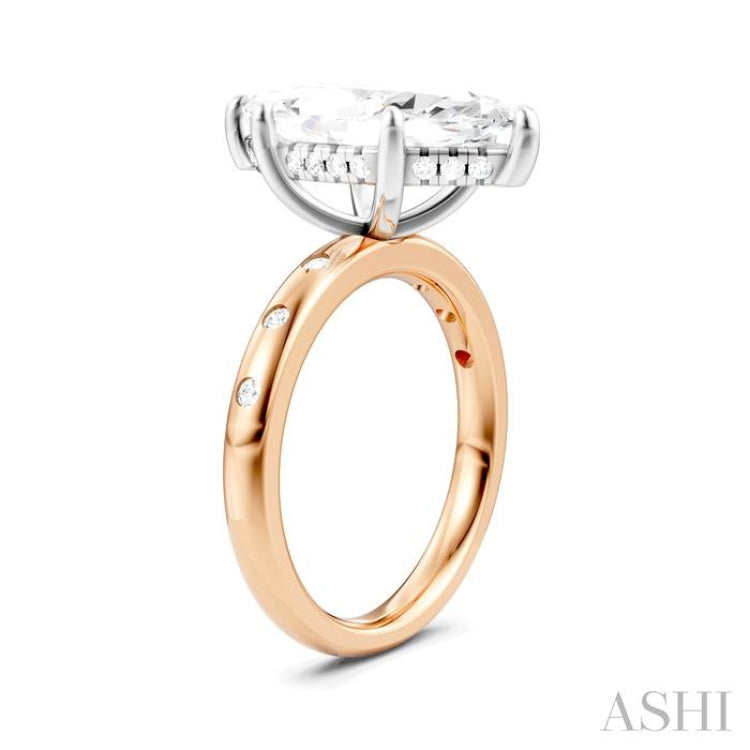 1/5 Ctw Akari Marquise Shape Round Cut Diamond Semi-Mount Engagement Ring in 14K Rose and White Gold