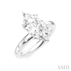 1/6 Ctw Akari Marquise Shape Round Cut Diamond Semi-Mount Engagement Ring in 14K White Gold
