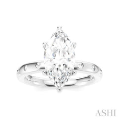 1/6 Ctw Akari Marquise Shape Round Cut Diamond Semi-Mount Engagement Ring in 14K White Gold