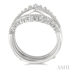 1 Ctw Tiara-Shaped Graduated Baguette and Round Cut Diamond Insert Ring in 14K White Gold