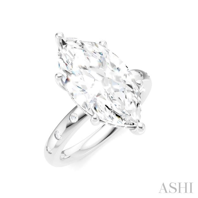 1/5 Ctw Akari Marquise Shape Round Cut Diamond Semi-Mount Engagement Ring in 14K White Gold