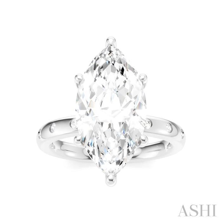 1/5 Ctw Akari Marquise Shape Round Cut Diamond Semi-Mount Engagement Ring in 14K White Gold