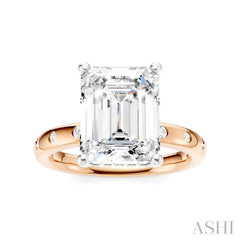 1/5 Ctw Akari Emerald Shape Round Cut Diamond Semi-Mount Engagement Ring in 14K Rose and White Gold