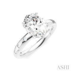 1/6 Ctw Akari Oval Shape Round Cut Diamond Semi-Mount Engagement Ring in 14K White Gold