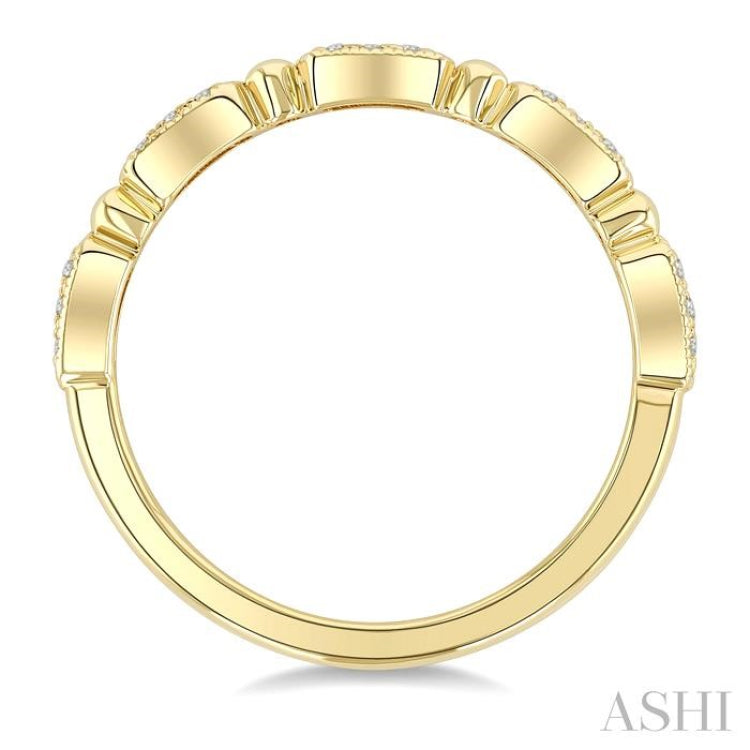 1/10 Ctw Bar Link Round Cut Diamond Stackable Fashion Band in 10K Yellow Gold
