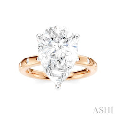1/5 Ctw Akari Pear Shape Round Cut Diamond Semi-Mount Engagement Ring in 14K Rose and White Gold