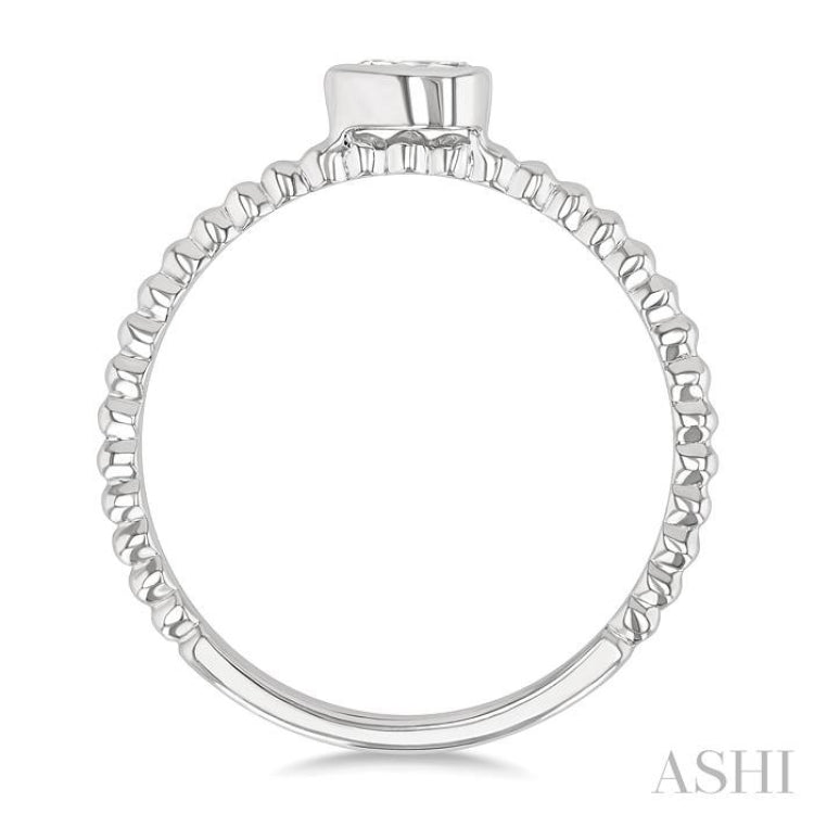 1/6 Ctw Bead Bijoux East-West Bezel Set Pear CutDiamond Stackable Petite Fashion Ring in 14K White Gold