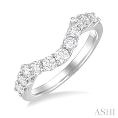 3/4 Ctw Curved Round Cut Diamond Wedding Band in 14K White Gold