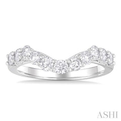 3/4 Ctw Curved Round Cut Diamond Wedding Band in 14K White Gold