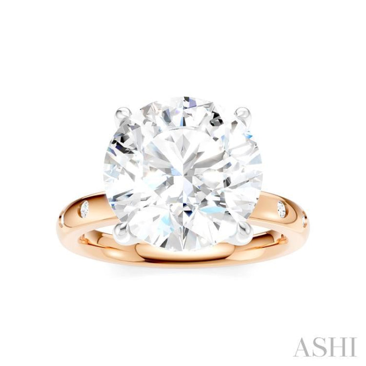 1/5 Ctw Round Shape Round Cut Diamond Semi-Mount Engagement Ring in 14K Rose and White Gold