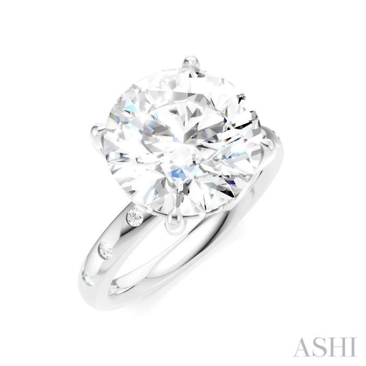 1/5 Ctw Round Shape Round Cut Diamond Semi-Mount Engagement Ring in 14K White Gold