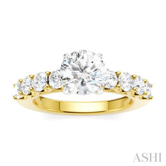 7/8 Ctw Round Shape Round Cut Diamond Semi-Mount Engagement Ring in 14K Yellow and White Gold