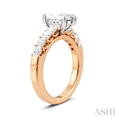 7/8 Ctw Marquise Shape Princess and Round Cut Diamond Semi-Mount Engagement Ring in 14K Rose and White Gold