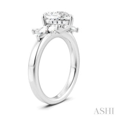 1/2 Ctw Akari Pear Shape Marquise and Round Cut Diamond Semi-Mount Engagement Ring in 14K White Gold