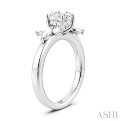 1/2 Ctw Akari Circular Shape Marquise and Round Cut Diamond Semi-Mount Engagement Ring in 14K White Gold