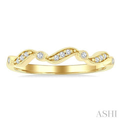 1/10 Ctw Triple Wave Round Cut Diamond Stackable Fashion Band in 10K Yellow Gold
