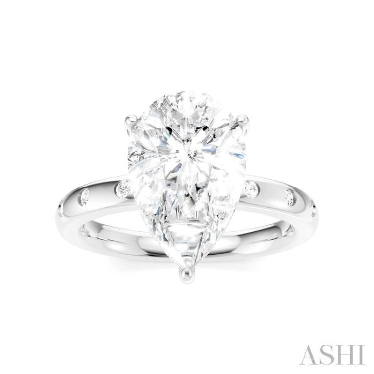 1/5 Ctw Akari Pear Shape Round Cut Diamond Semi-Mount Engagement Ring in 14K White Gold