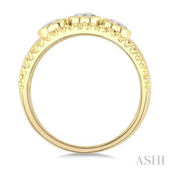 3/4 Ctw 3-Stone Bezel Set Round Cut Diamond Fashion Ring in 14K Yellow Gold