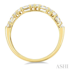1 1/10 Ctw Baguette and Round Cut Diamond Fashion Band in 14K Yellow Gold