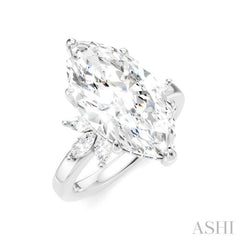 5/8 Ctw Akari Marquise and Round Cut Diamond Semi-Mount Engagement Ring in 14K White Gold