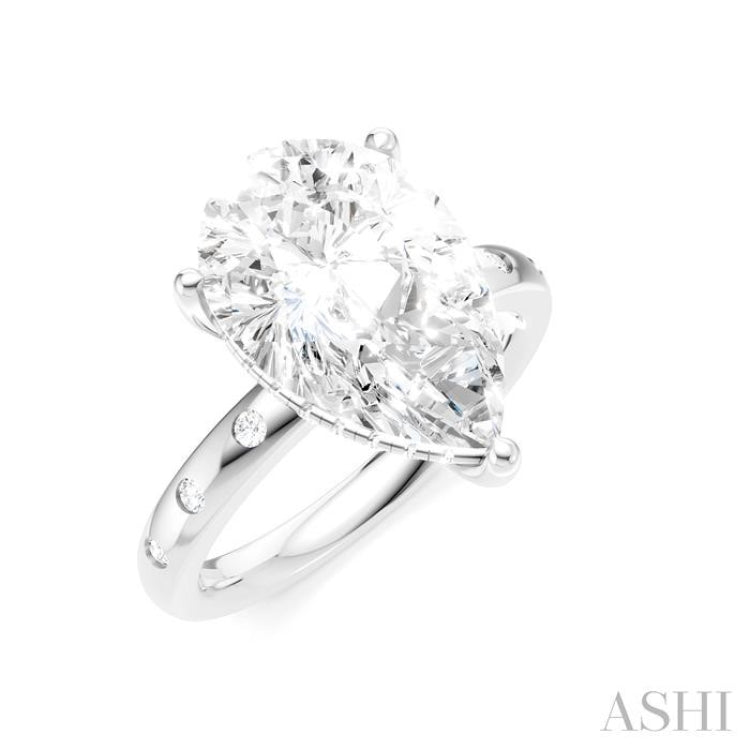 1/5 Ctw Akari Pear Shape Round Cut Diamond Semi-Mount Engagement Ring in 14K White Gold
