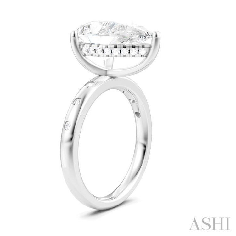1/5 Ctw Akari Pear Shape Round Cut Diamond Semi-Mount Engagement Ring in 14K White Gold