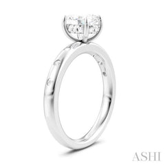 1/6 Ctw Akari Oval Shape Round Cut Diamond Semi-Mount Engagement Ring in 14K White Gold