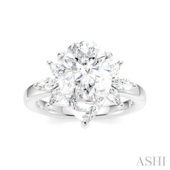 5/8 Ctw Akari Pear Shape Marquise and Round Cut Diamond Semi-Mount Engagement Ring in 14K White Gold