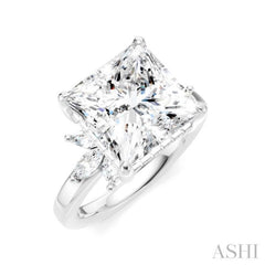 5/8 Ctw Akari Princess Shape Marquise and Round Cut Diamond Semi-Mount Engagement Ring in 14K White Gold