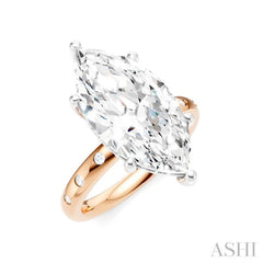 1/5 Ctw Akari Marquise Shape Round Cut Diamond Semi-Mount Engagement Ring in 14K Rose and White Gold