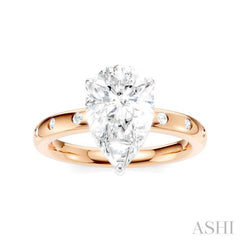 1/5 Ctw Akari Pear Shape Round Cut Diamond Semi-Mount Engagement Ring in 14K Rose and White Gold