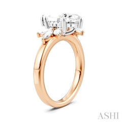 1/2 Ctw Akari Marquise and Round Cut Diamond Semi-Mount Engagement Ring in 14K Rose and White Gold
