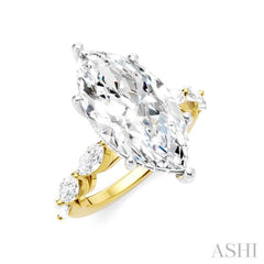 1 1/10 Ctw Marquise Shape Marquise and Round Cut Diamond Semi-Mount Engagement Ring in 14K Yellow and White Gold