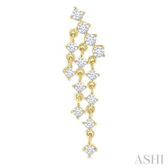 3/4 Ctw Round Cut Diamond Mini Chandelier Fashion Long Earring in 14K Yellow Gold