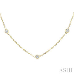 1 Ctw Bezel Set Round Cut Diamond Station Necklace in 14K Yellow Gold