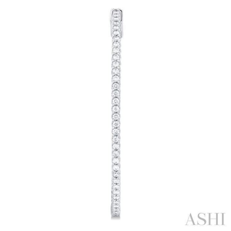 1 Ctw Inside & Outside Round Cut Diamond Hoop Earrings in 14K White Gold
