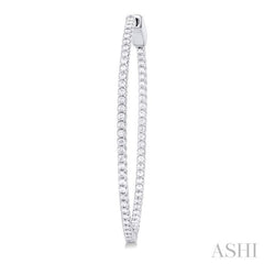 1 Ctw Inside & Outside Round Cut Diamond Hoop Earrings in 14K White Gold