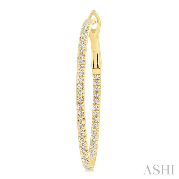 1/3 Ctw Inside & Outside Round Cut Diamond Hoop Earrings in 14K Yellow Gold