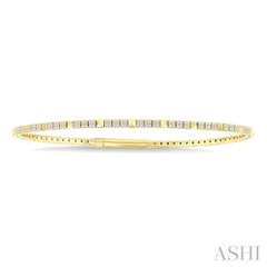 5/8 Ctw Full-Way Square & Pyramid Motif Round Cut Diamond Flex Bangle in 14K Yellow Gold